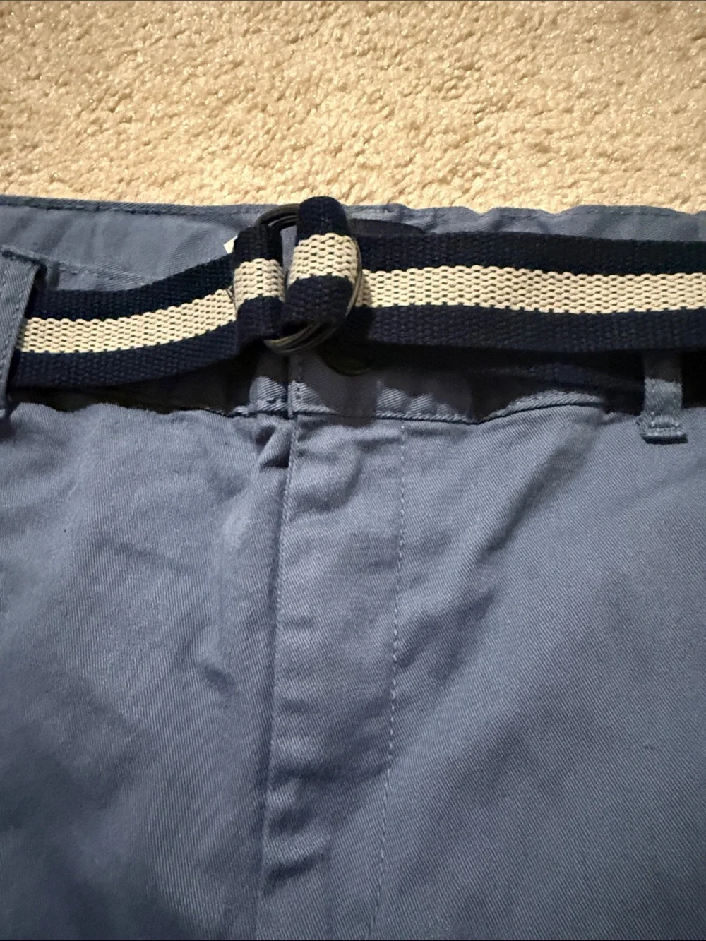 The Children's Place Navy Blue Chino Pants with Striped Belt